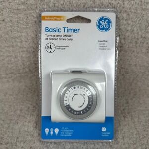 GE Basic Timer Indoor Plug-In 24 Hour Programmable Mechanical Outlet 15119 White